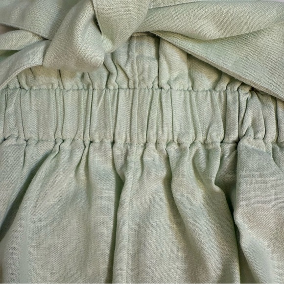 Abercrombie & Fitch Light Green high rise short set linen size XS crop bow - Picture 5 of 12